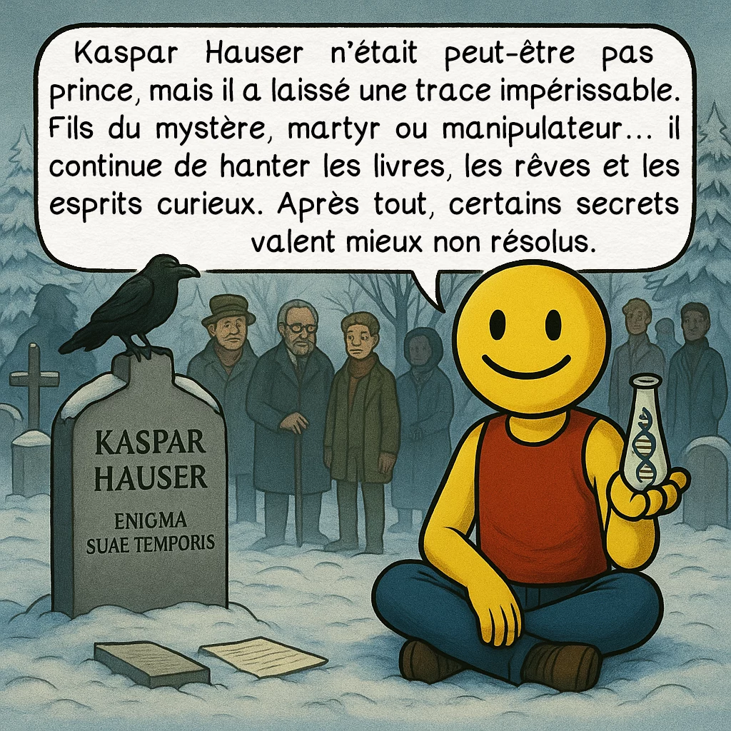 Kaspar Hauser, case 10 : Kaspar Hauser n’était peut-être pas prince, mais il a laissé une trace impérissable. Fils du mystère, martyr ou manipulateur… il continue de hanter les livres, les rêves et les esprits curieux. Après tout, certains secrets valent mieux non résolus.
