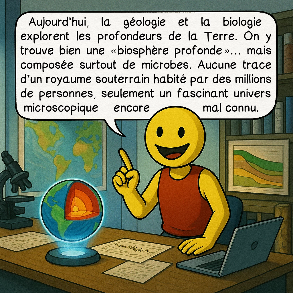 L’Agartha, case 8 : Aujourd’hui, la géologie et la biologie explorent les profondeurs de la Terre. On y trouve bien une « biosphère profonde »… mais composée surtout de microbes. Aucune trace d’un royaume souterrain habité par des millions de personnes, seulement un fascinant univers microscopique encore mal connu.