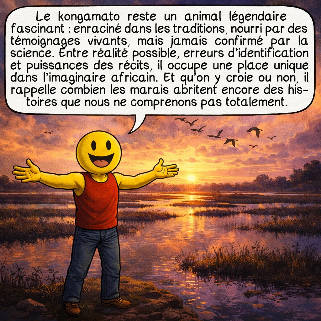 Le kongamato, case 10 : Le kongamato reste un animal légendaire fascinant : enraciné dans les traditions, nourri par des témoignages vivants, mais jamais confirmé par la science. Entre réalité possible, erreurs d’identification et puissances des récits, il occupe une place unique dans l’imaginaire africain. Et qu’on y croie ou non, il rappelle combien les marais abritent encore des histoires que nous ne comprenons pas totalement.