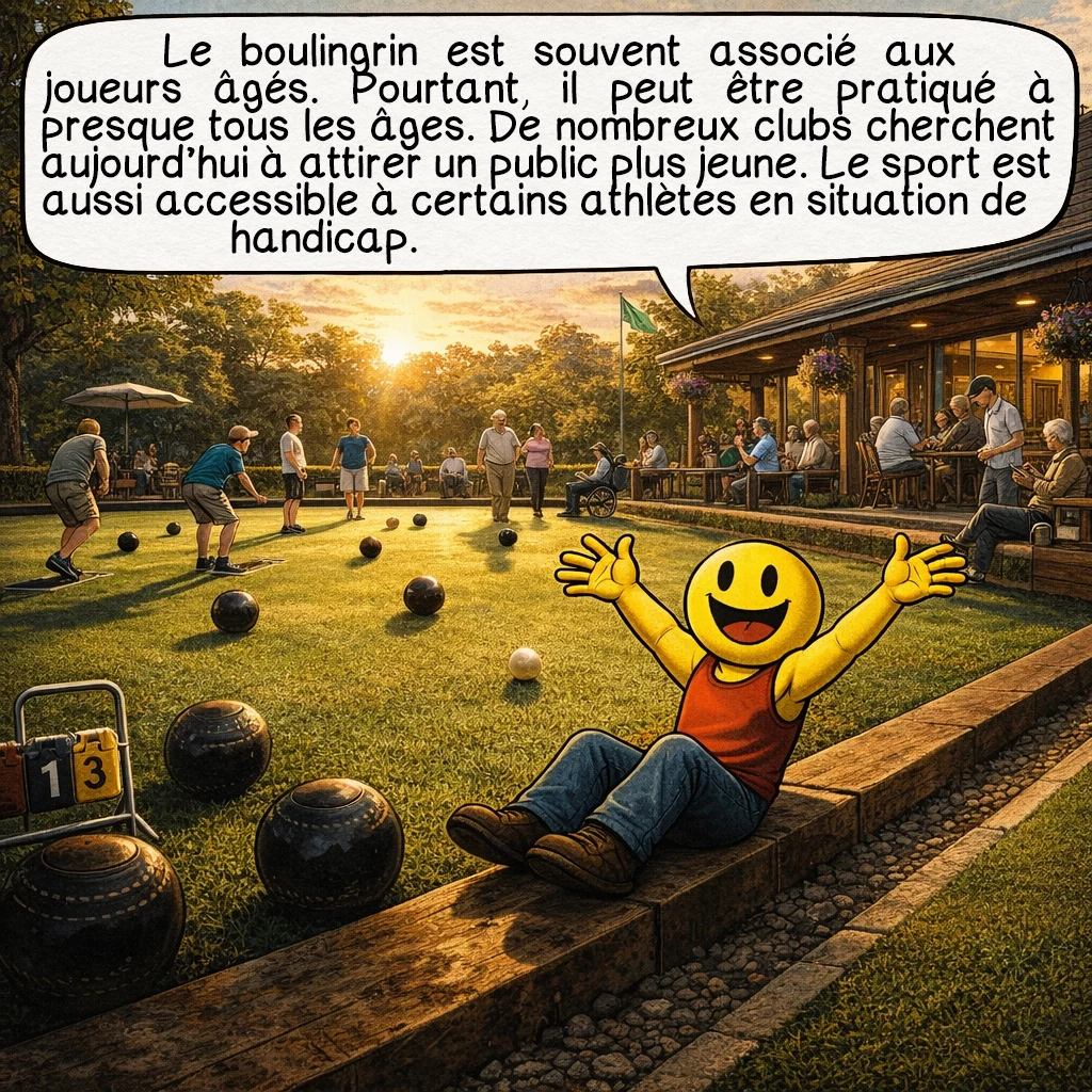 Le boulingrin, case 9 : Le boulingrin est souvent associé aux joueurs âgés. Pourtant, il peut être pratiqué à presque tous les âges. De nombreux clubs cherchent aujourd’hui à attirer un public plus jeune. Le sport est aussi accessible à certains athlètes en situation de handicap.