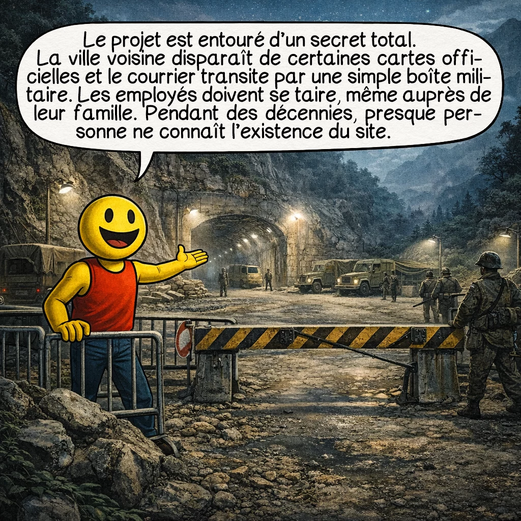 Le projet 816, case 6 : Le projet est entouré d’un secret absolu. La ville voisine disparaît même de certaines cartes officielles. Le courrier des travailleurs passe par une simple boîte postale militaire. Les employés doivent garder le silence, même auprès de leur famille. Pendant des décennies, très peu de personnes connaissent l’existence du site.