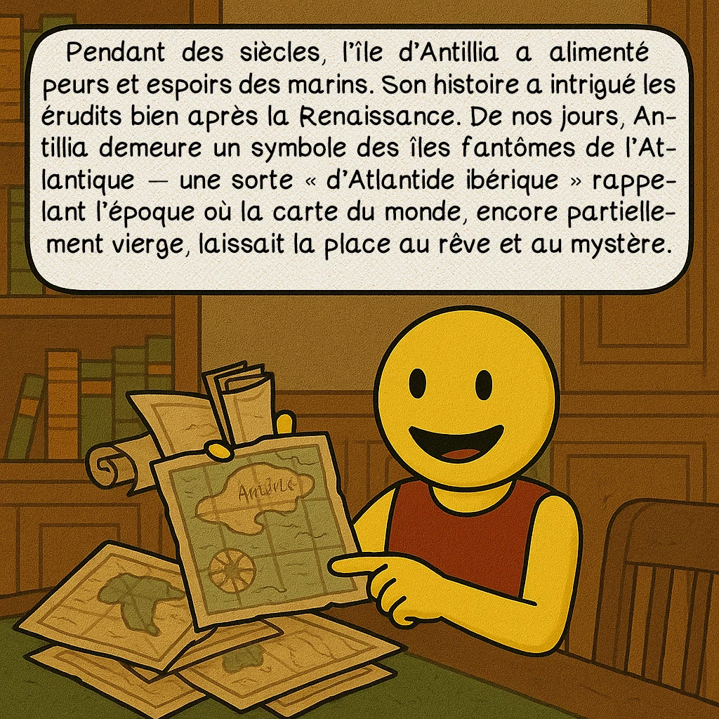 Antillia, case 10 : Pendant des siècles, l’île d’Antillia a alimenté peurs et espoirs des marins. Son histoire a intrigué les érudits bien après la Renaissance. Des nos jours, Antillia demeure un symbole des îles fantômes de l’Atlantique — une sorte « d’Atlantide ibérique » rappelant l’époque où la carte du monde, encore partiellement vierge, laissait la place au rêve et au mystère.