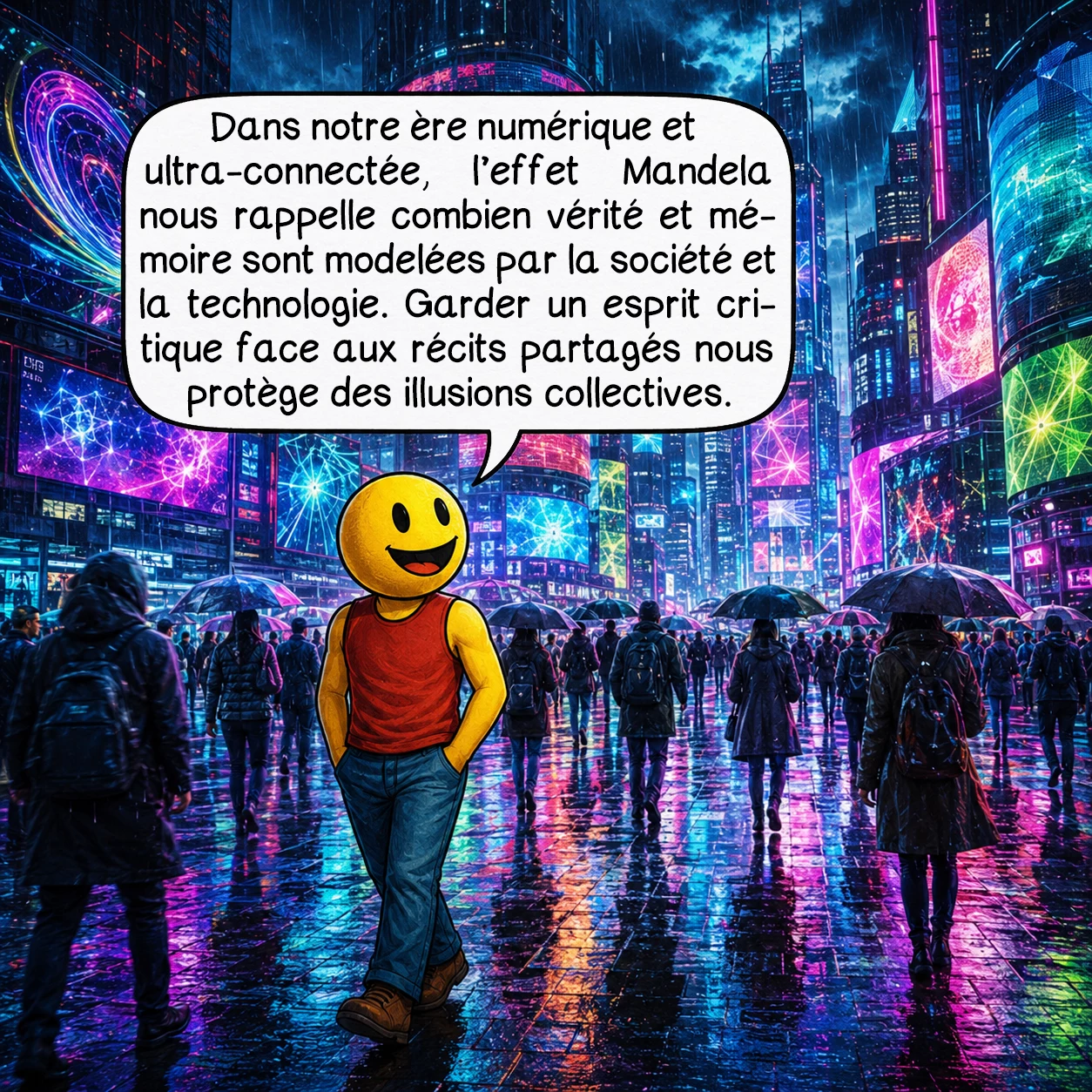 L’effet Mandela, case 9 : Dans notre ère numérique et ultra-connectée, l’effet Mandela nous rappelle combien vérité et mémoire sont modelées par la société et la technologie. Garder un esprit critique face aux récits partagés nous protège des illusions collectives.