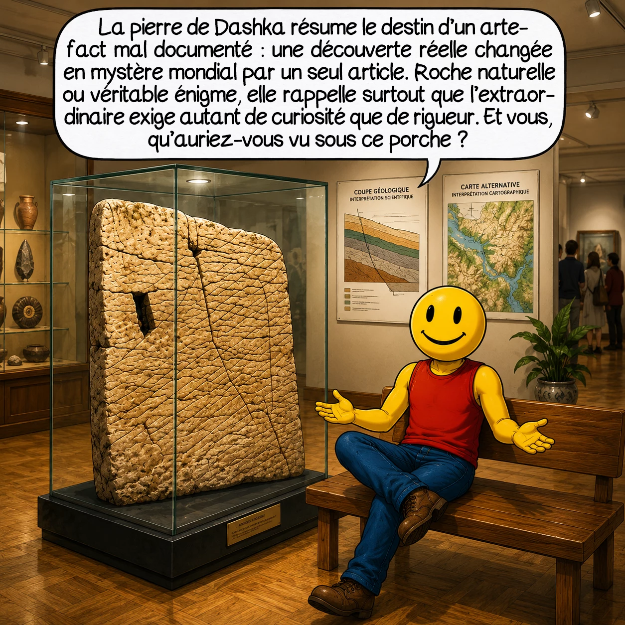 La pierre de Dashka, case 10 : La pierre de Dashka illustre parfaitement le destin d’un artefact mal documenté : une découverte authentique transformée en mystère mondial par un seul article de presse. Qu’elle soit roche naturelle ou véritable énigme, elle nous rappelle surtout que, face à l’extraordinaire, la curiosité doit toujours marcher avec la rigueur. Et vous, qu’auriez-vous vu en soulevant ce porche ?