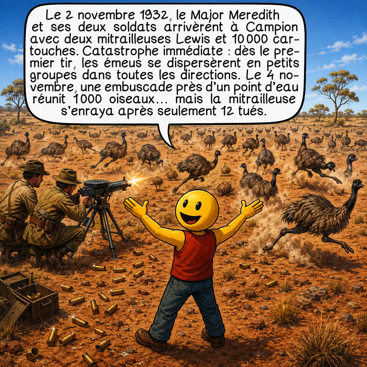 La guerre des émeus, case 5 sur 10
