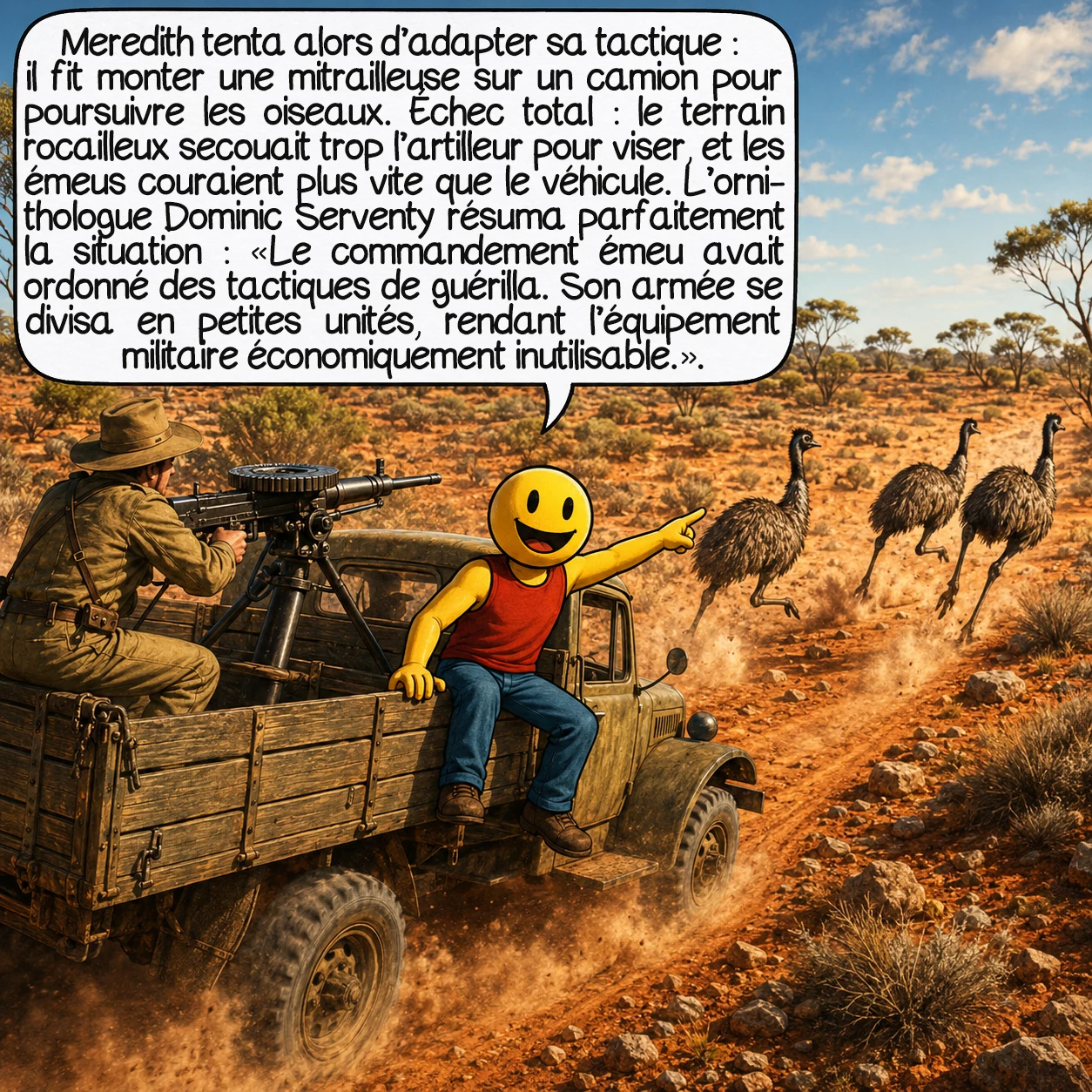 La guerre des émeus, case 6 sur 10