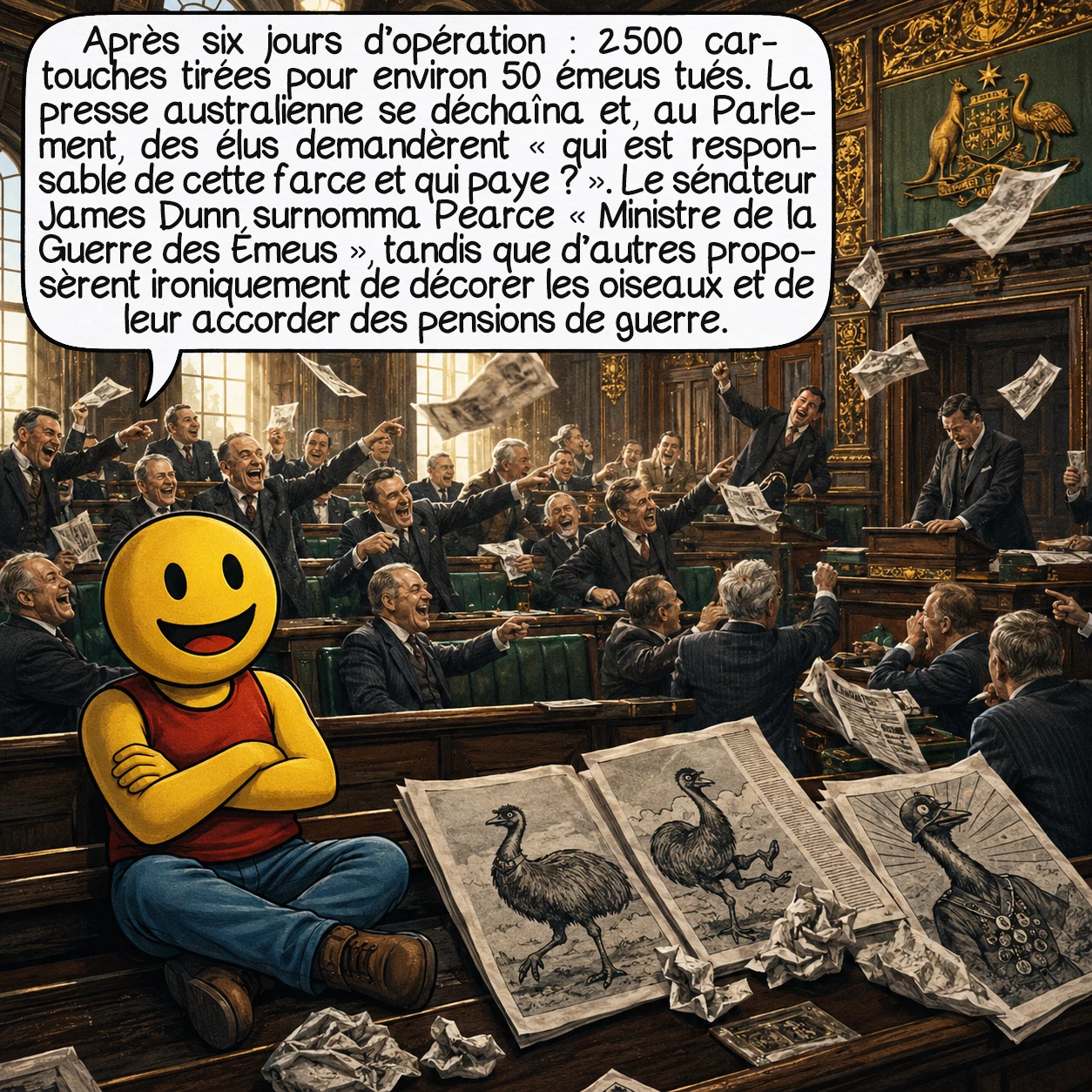 La guerre des émeus, case 7 sur 10