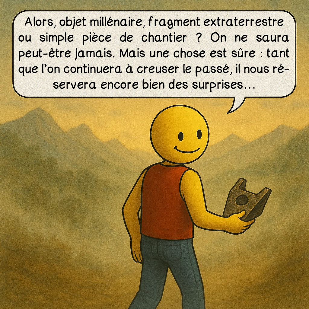 L’artefact d’Aiud, case 10 : Alors, objet millénaire, fragment extraterrestre ou simple pièce de chantier ? On ne saura peut-être jamais. Mais une chose est sûre : tant que l’on continuera à creuser le passé, il nous réservera encore bien des surprises…