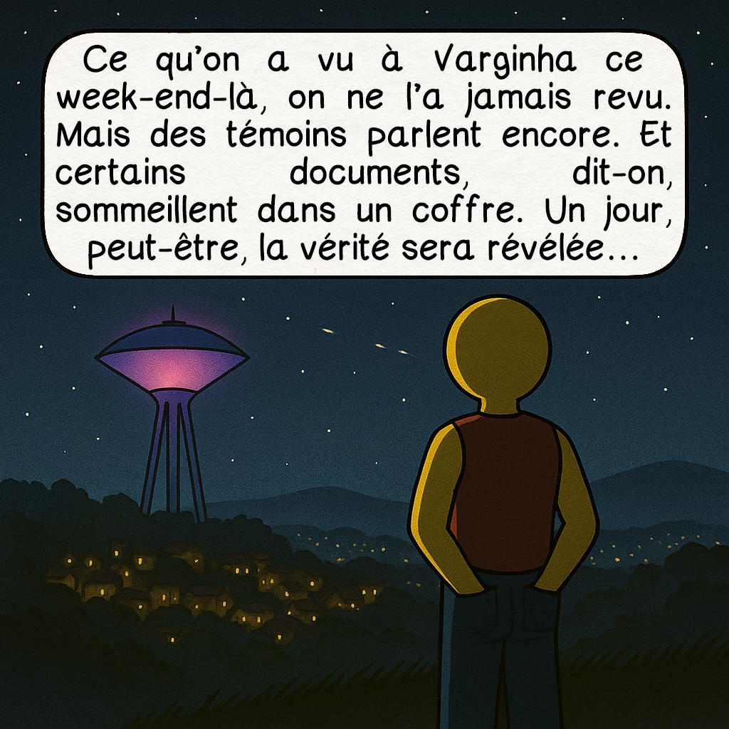 L’incident de Varginha, case 10 : — Conclusion ouverte
Ce qu’on a vu à Varginha ce week-end-là, on ne l’a jamais revu. Mais des témoins parlent encore. Et certains documents, dit-on, sommeillent dans un coffre. Un jour, peut-être, la vérité sera révélée…