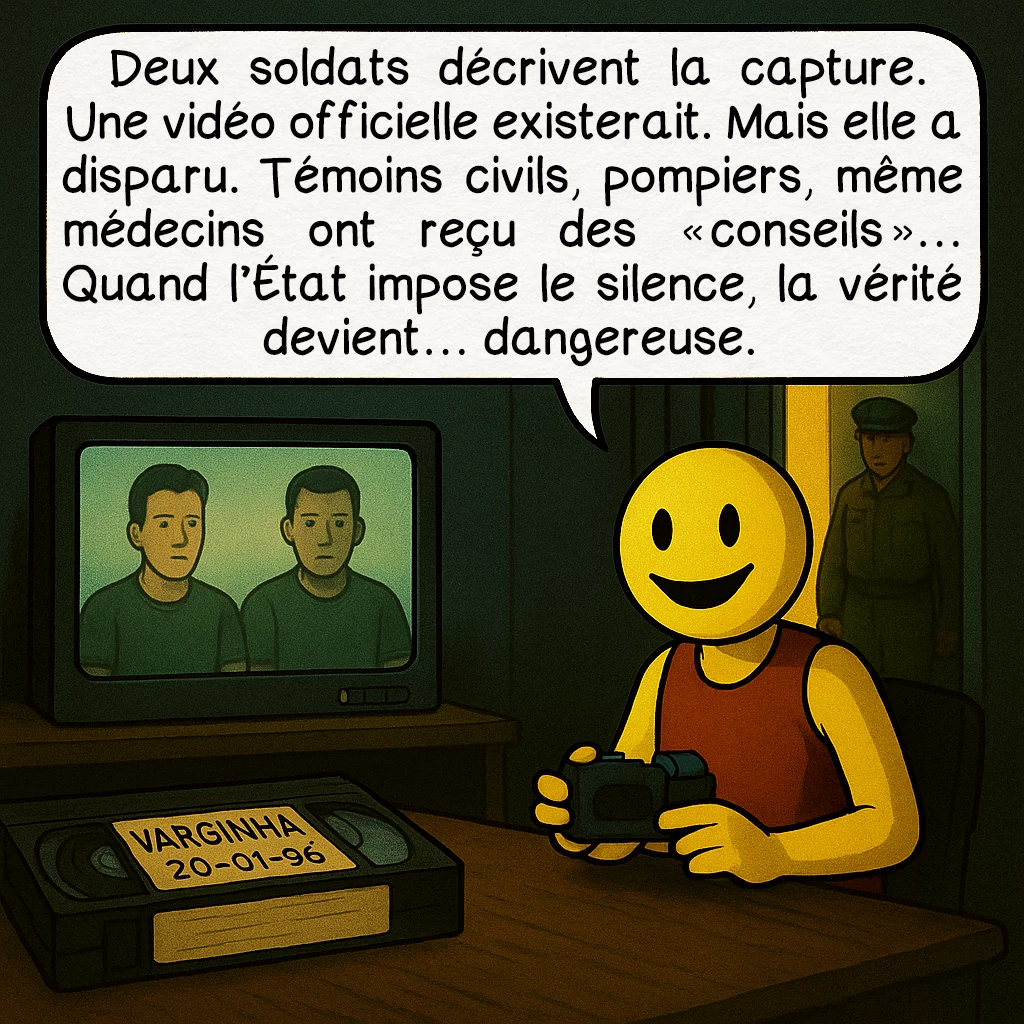 L’incident de Varginha, case 8 : — Témoins, vidéos, et menaces
Deux soldats décrivent la capture. Une vidéo officielle existerait. Mais elle a disparu. Témoins civils, pompiers, même médecins ont reçu des « conseils »… Quand l’État impose le silence, la vérité devient… dangereuse.