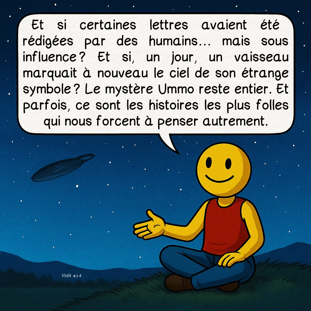 Ummo, case 10 : Et si certaines lettres avaient été rédigées par des humains… mais sous influence ? Et si, un jour, un vaisseau marquait à nouveau le ciel de son étrange symbole ? Le mystère Ummo reste entier. Et parfois, ce sont les histoires les plus folles qui nous forcent à penser autrement.