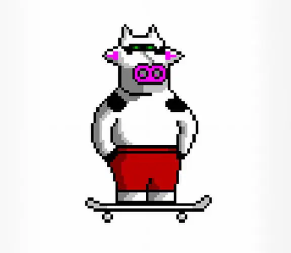 Dessin de : Vache sur un skate