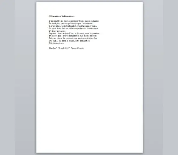 Vignette : Déclaration d'indépendance : Erwan Bracchi : Projet réalisé en 2007 avec <a href="http://werna.fr">Erwan Bracchi</a>.<br/> L'idée était de créer autour d'un thème…