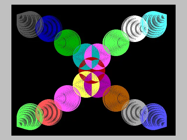 Vignette : Écran 3 : Joli effet avec des cercles colorés qui se déplacent en s'agrandissant.