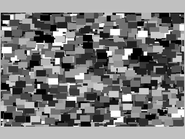 Vignette : Écran 4 : Effet de vignette avec des carrés colorés aléatoires.