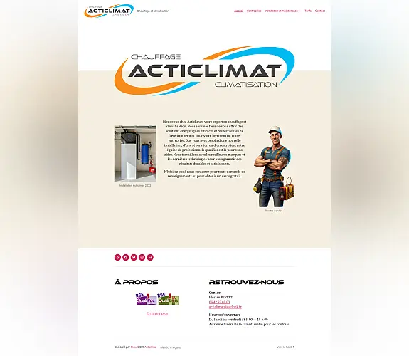 Vignette : Acticlimat : Conception et réalisation en HTML avec utilisation de CSS, PHP et base MySQL<br/> Utilisation et personnalisation d'u…