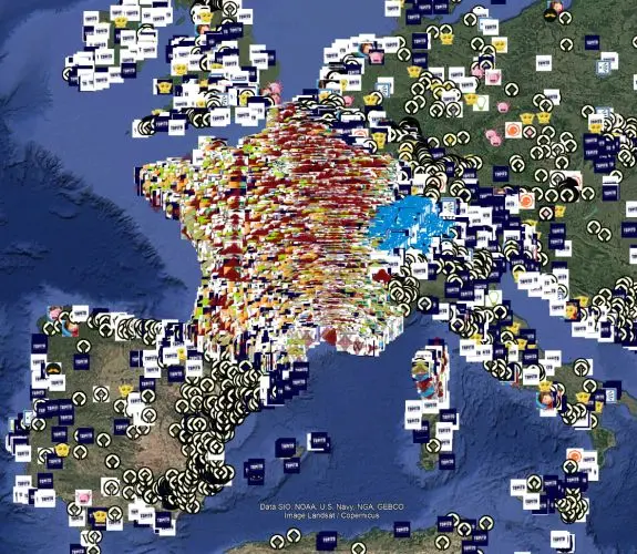 Vignette : Points d'intérêt : Fichier au format <a href="https://www.google.fr/intl/fr/earth" target="_blank">Google Earth</a><br/>64&nbsp;333 points — Mise à jour du 21 janvier 2025