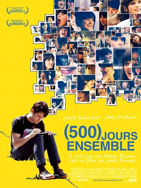 Illustration de critique : (500) jours ensemble : Tom croit encore en un amour qui transfigure, un amour à la destinée cosmique, un coup de foudre unique. Ce qui n'est…