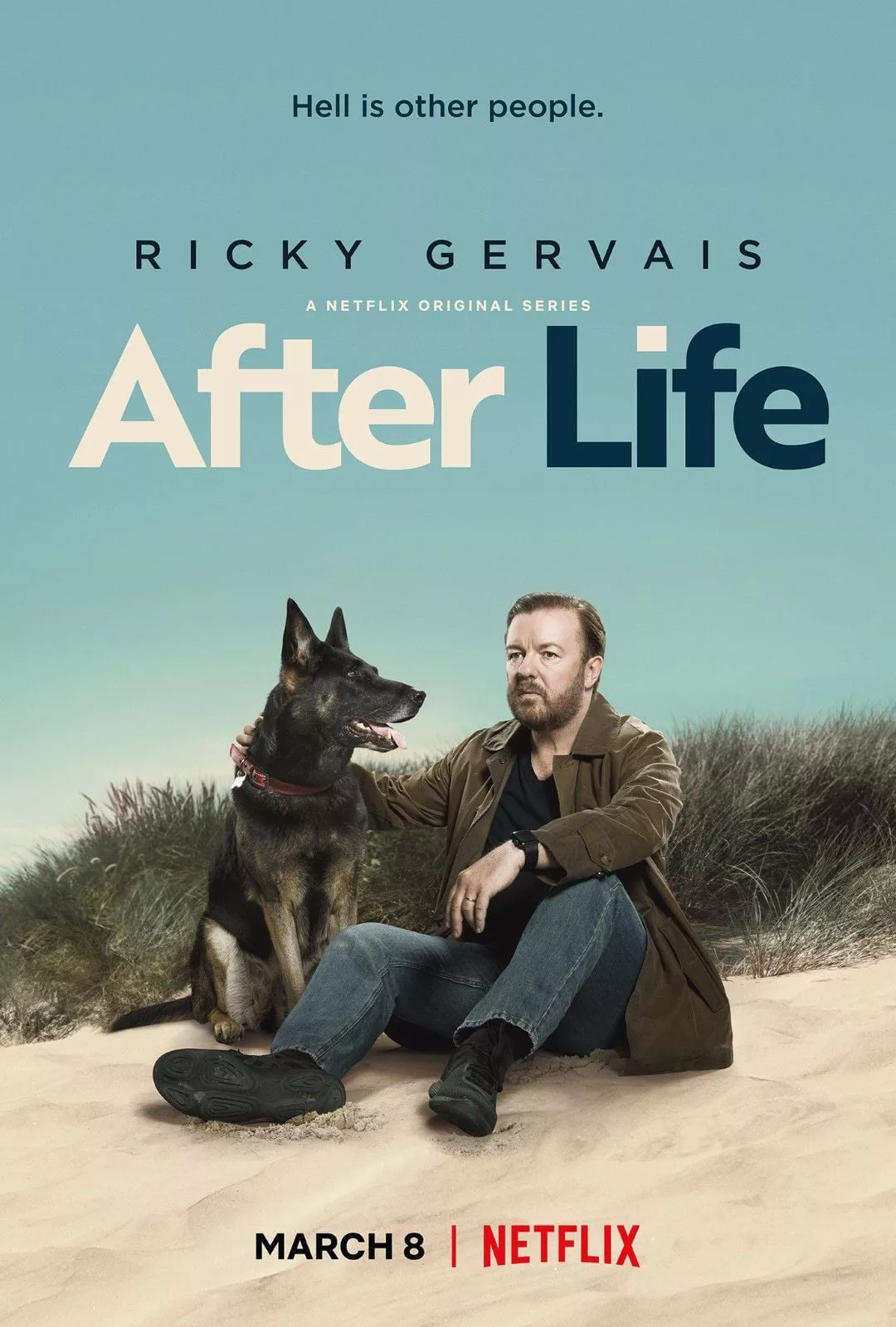 Illustration de critique : After life : Tony avait une vie parfaite, mais lorsque sa femme Lisa meurt soudainement, Tony change. Après avoir envisagé de se s…