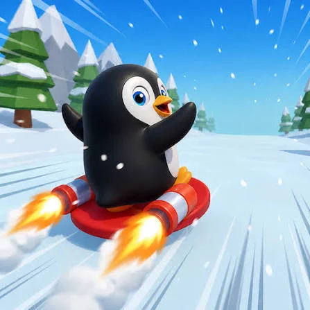 Illustration de critique : Sled surfers : Jeu mobile gratuit (avec achats intégrés) développé par CrazyLabs, dans lequel le joueur dévale des pentes enneigées …