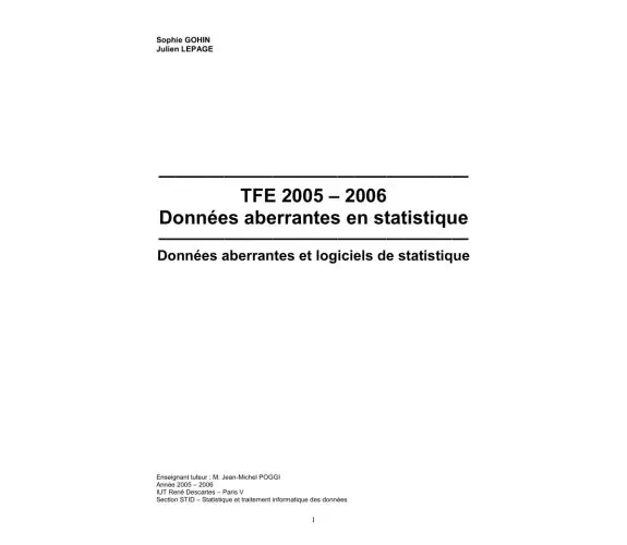 Vignette : Statistique descriptive : Données aberrantes en statistique<br/>Étude des techniques de détection des données aberrantes et des logiciels exploitables à cette fin