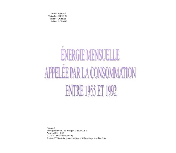 Vignette : Séries temporelles : Énergie mensuelle appelée par la consommation en France entre 1955 et 1992<br/>Modélisation d'une série de données selon différentes approches